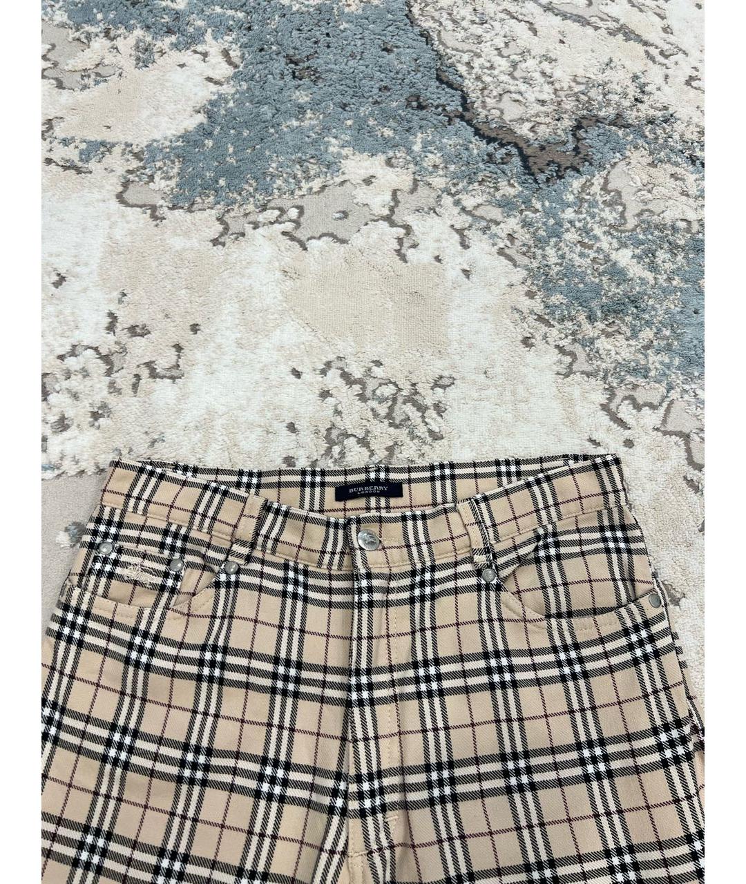 BURBERRY Бежевые хлопко-эластановые повседневные брюки, фото 3