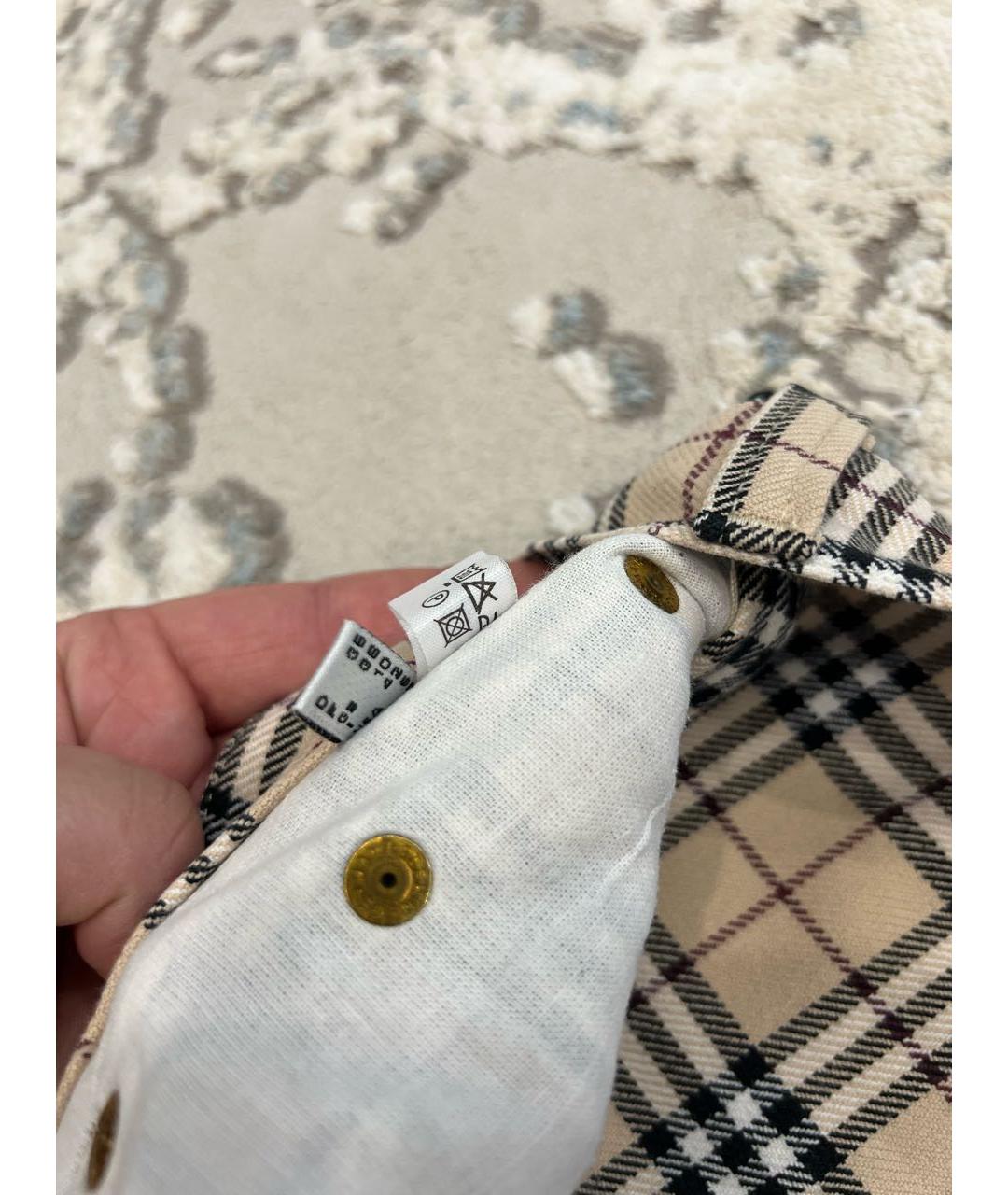 BURBERRY Бежевые хлопко-эластановые повседневные брюки, фото 8