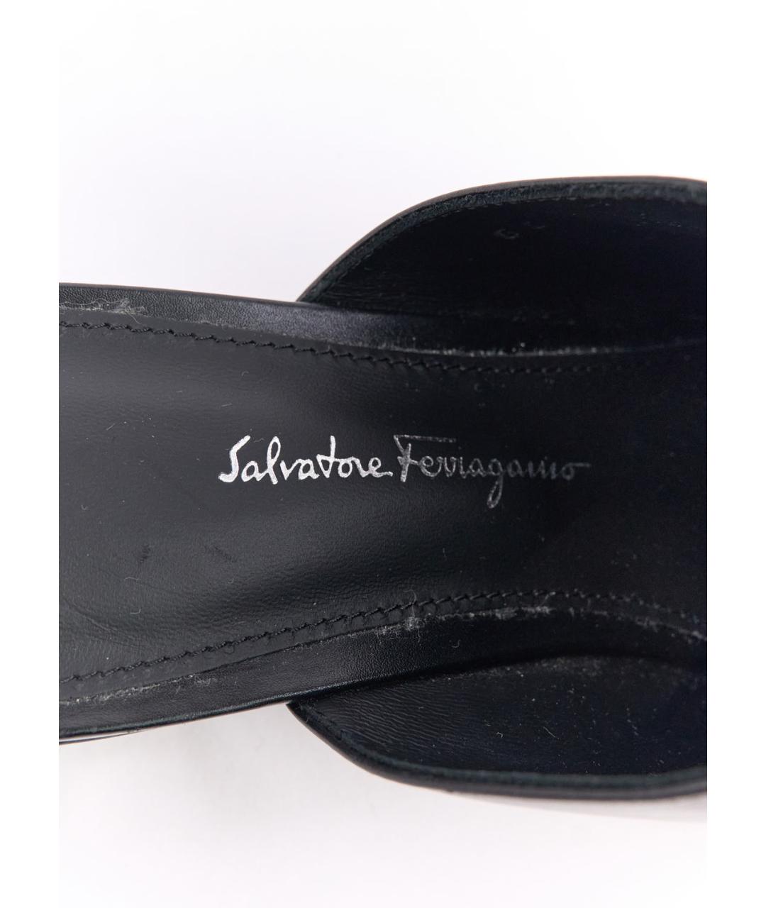 FERRAGAMO Черные кожаные мюли, фото 5