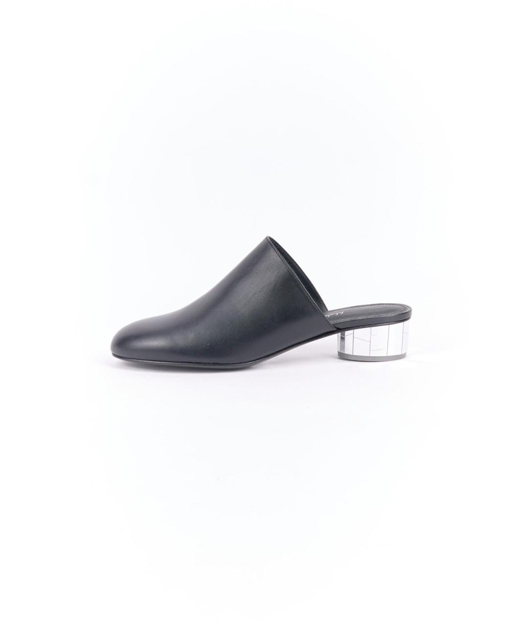 FERRAGAMO Черные кожаные мюли, фото 6