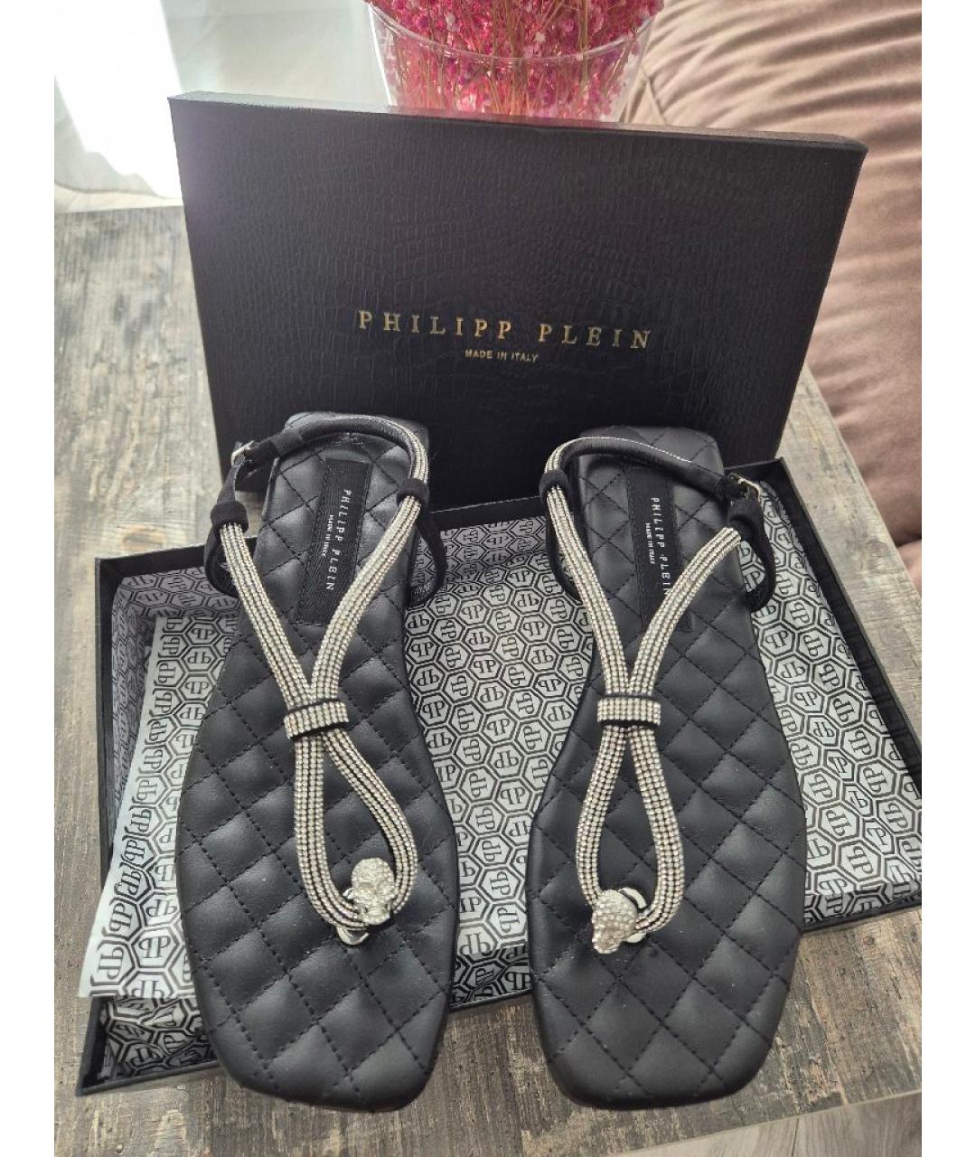 PHILIPP PLEIN Черные замшевые сандалии, фото 2