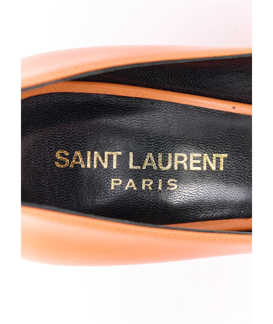 SAINT LAURENT Оранжевое кожаные туфли, фото 3