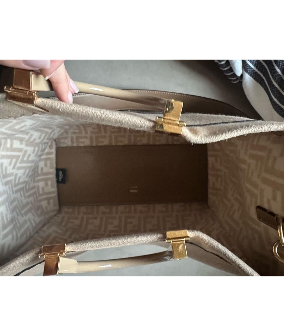 FENDI Бежевая шерстяная сумка тоут, фото 4