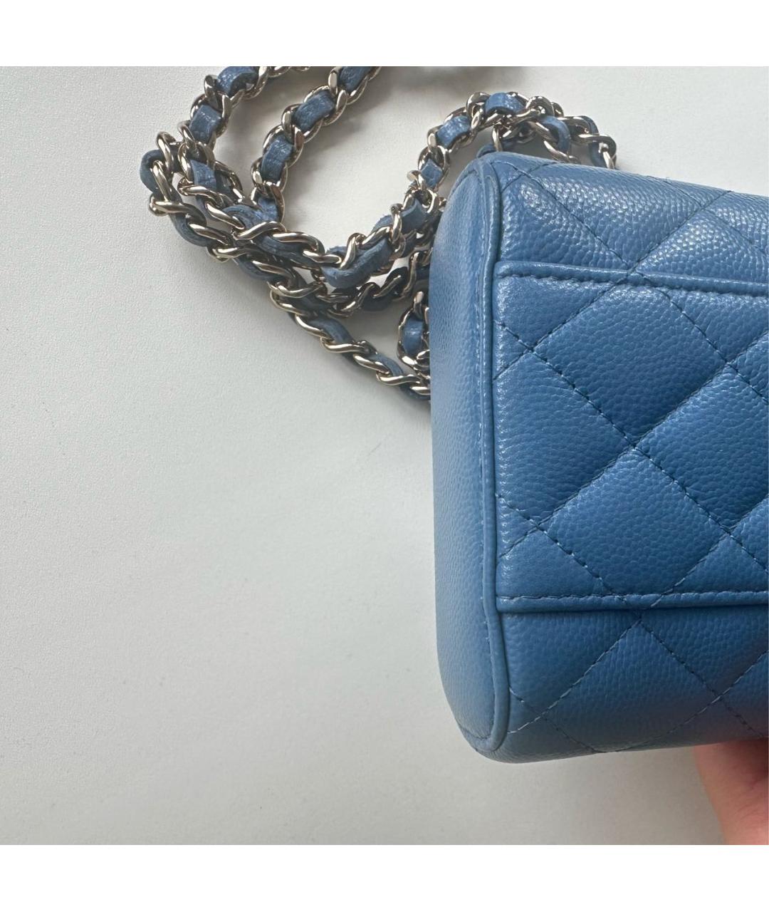 CHANEL Голубая кожаная сумка через плечо, фото 5