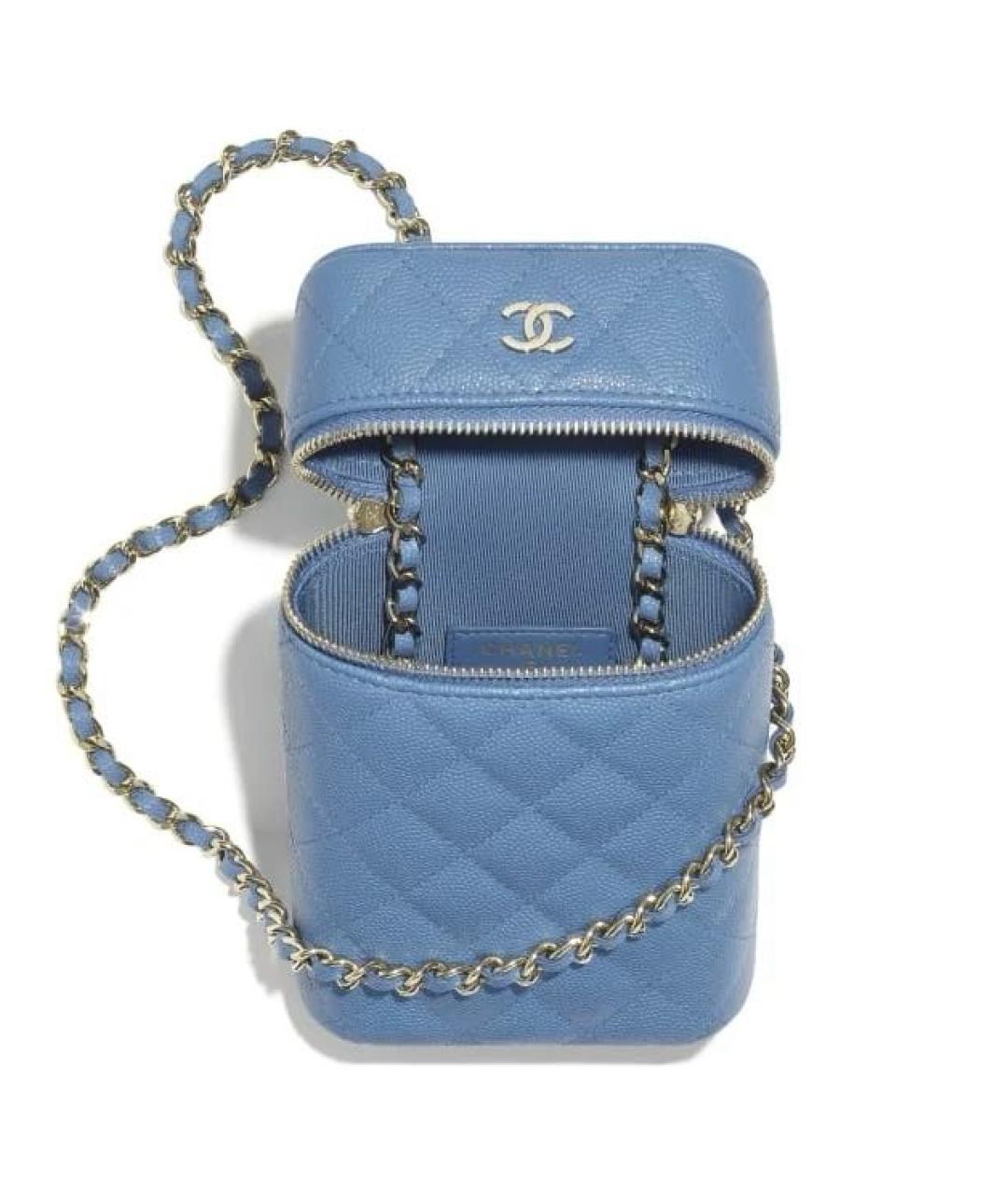 CHANEL Голубая кожаная сумка через плечо, фото 2