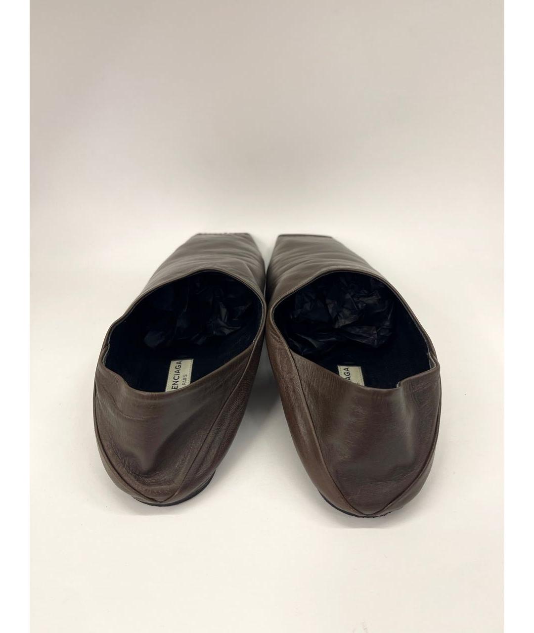 BALENCIAGA Коричневые кожаные мюли, фото 5