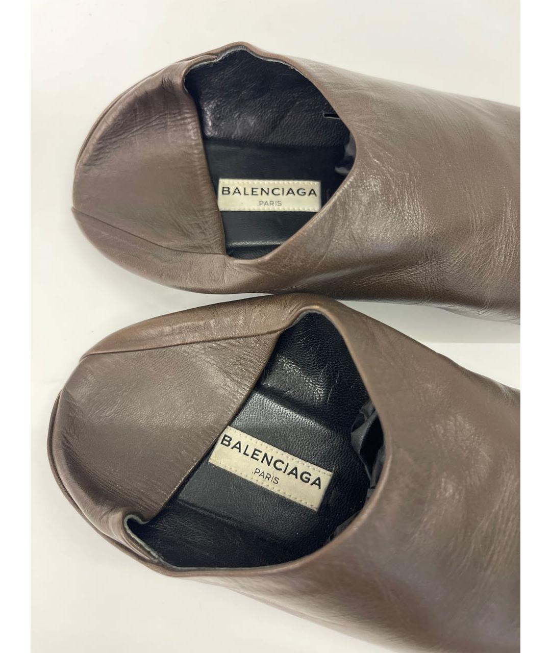BALENCIAGA Коричневые кожаные мюли, фото 4
