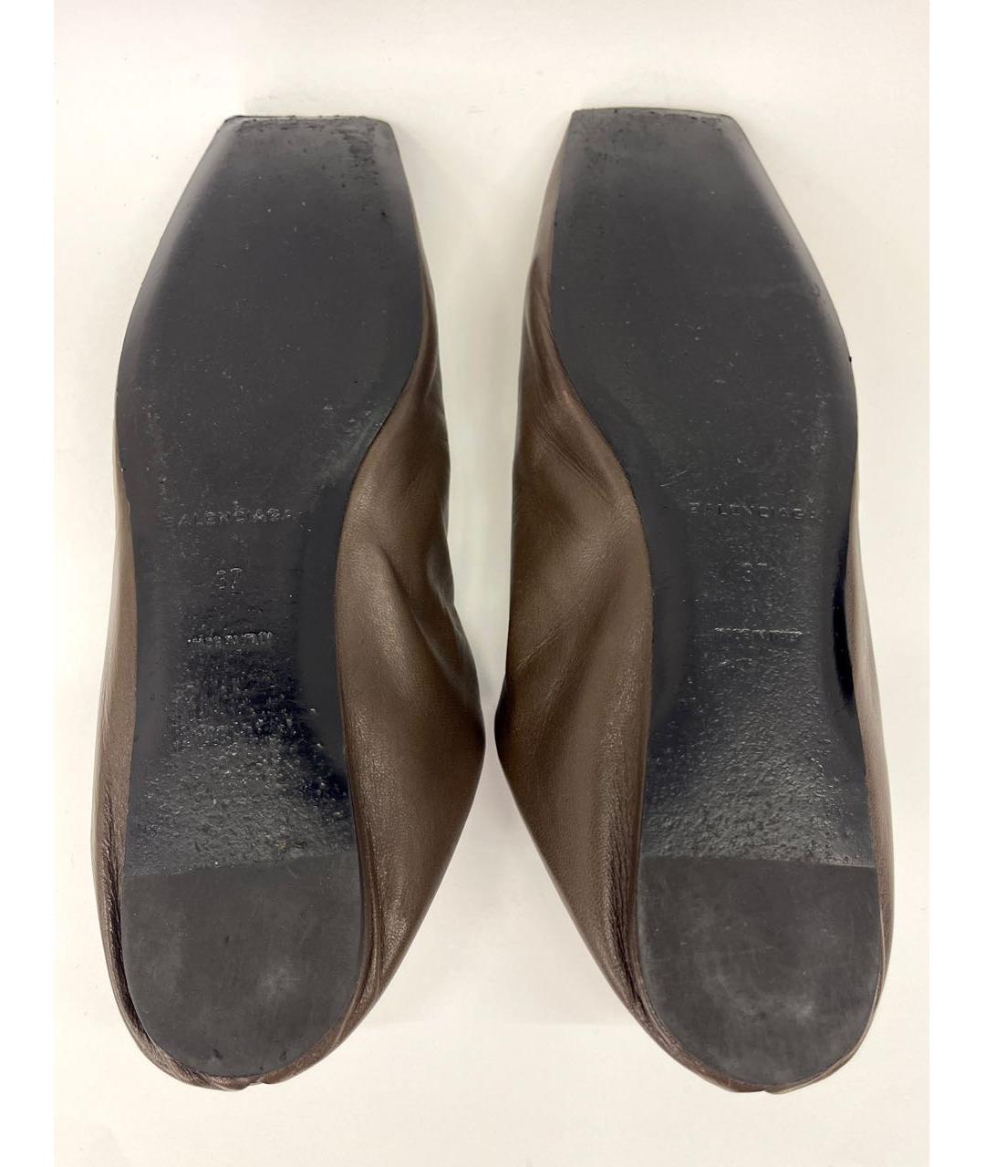 BALENCIAGA Коричневые кожаные мюли, фото 7