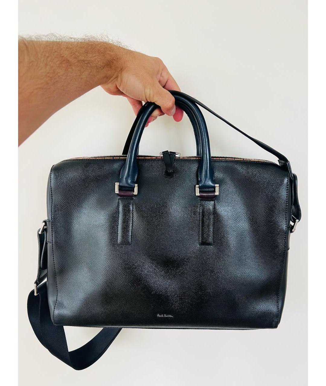 PAUL SMITH Черный кожаный портфель, фото 8