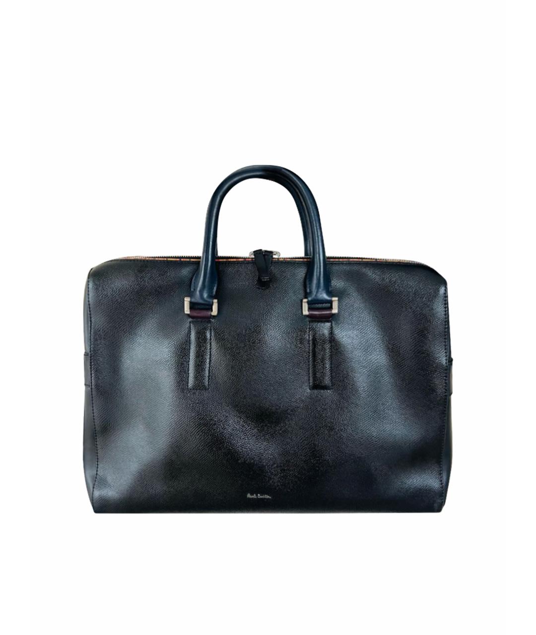 PAUL SMITH Черный кожаный портфель, фото 1