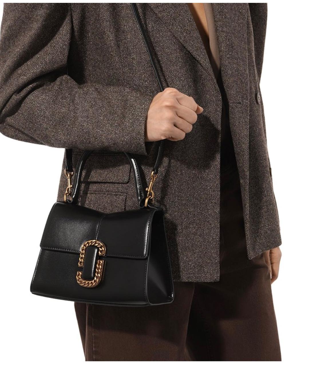 MARC JACOBS Черная кожаная сумка с короткими ручками, фото 6