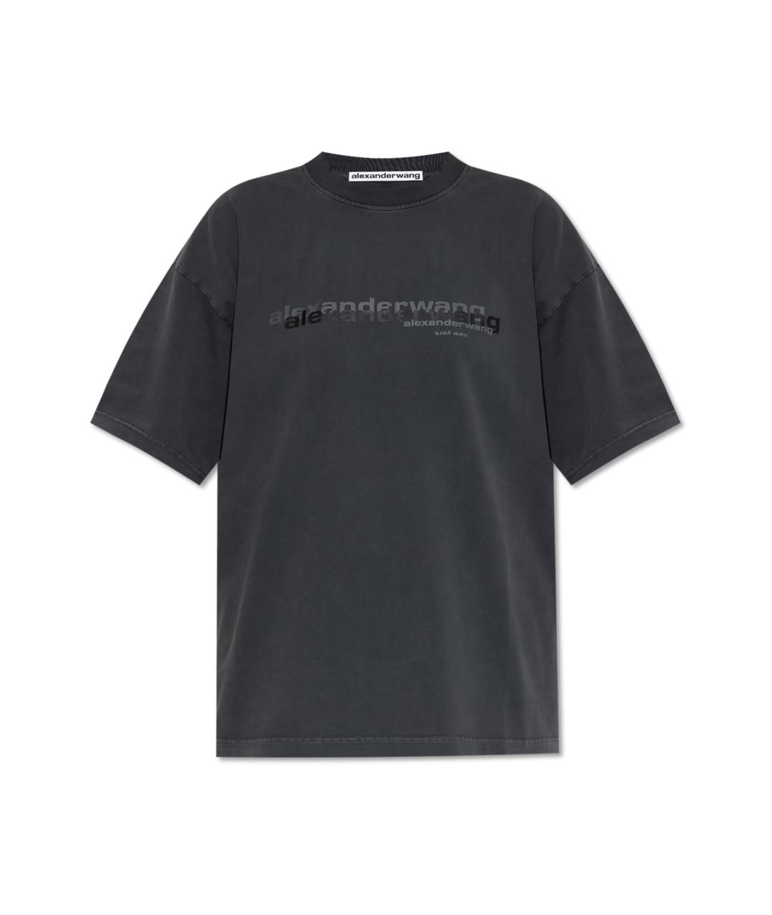 ALEXANDER WANG Антрацитовая хлопковая футболка, фото 1