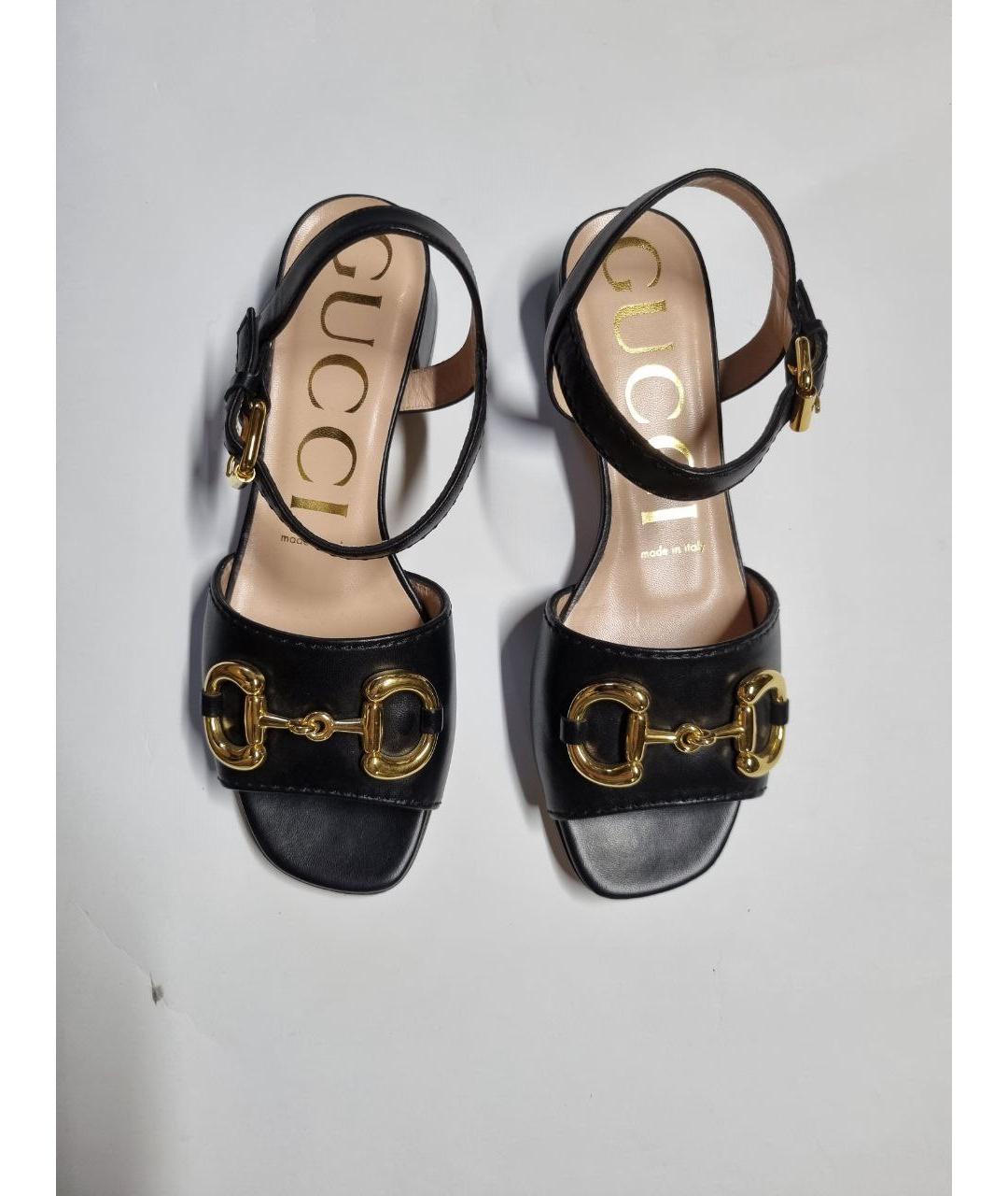 GUCCI Черные кожаные сандалии, фото 3