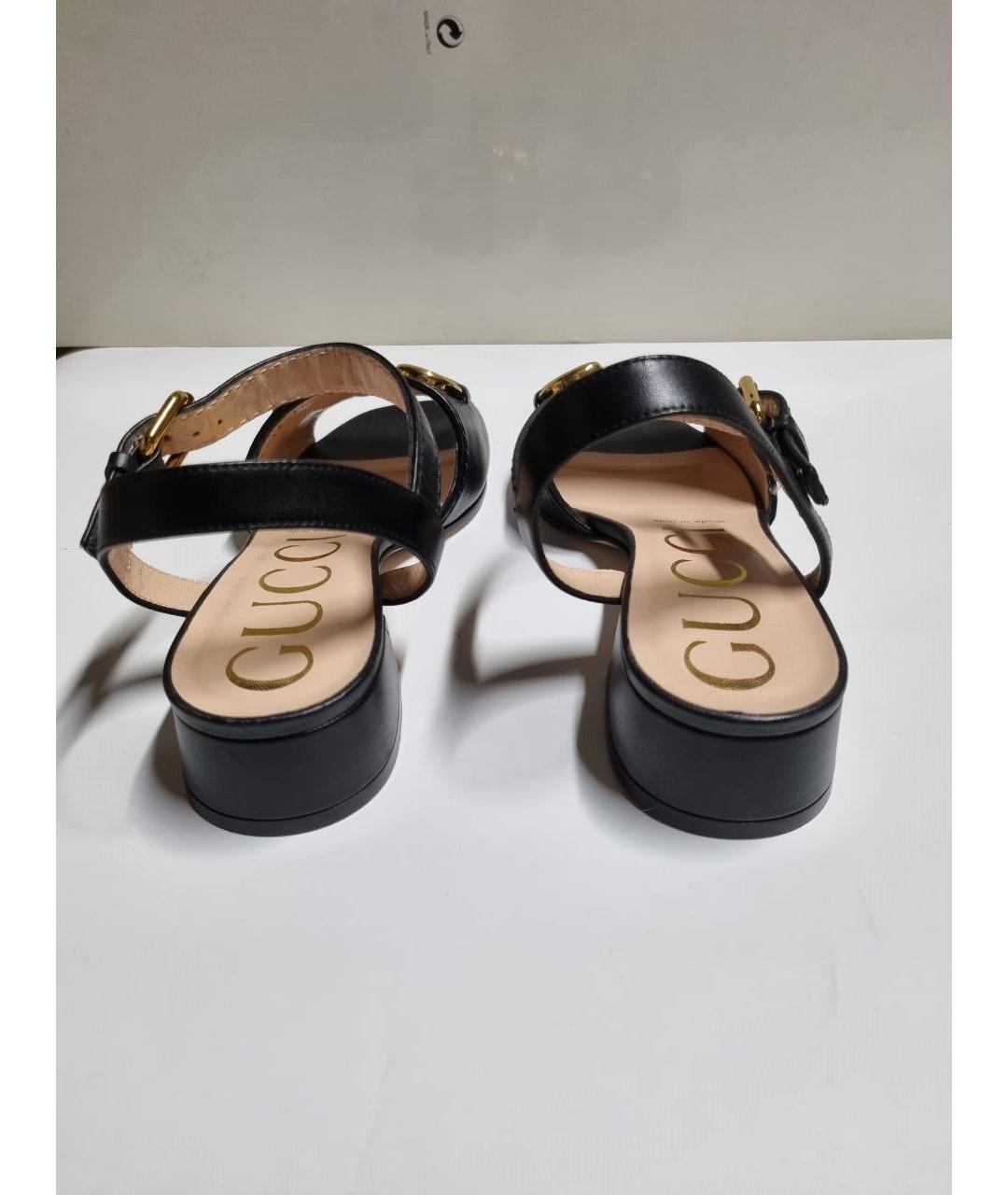 GUCCI Черные кожаные сандалии, фото 4