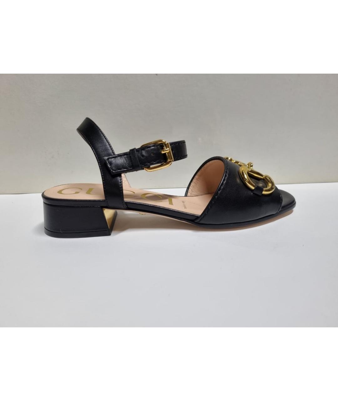 GUCCI Черные кожаные сандалии, фото 5