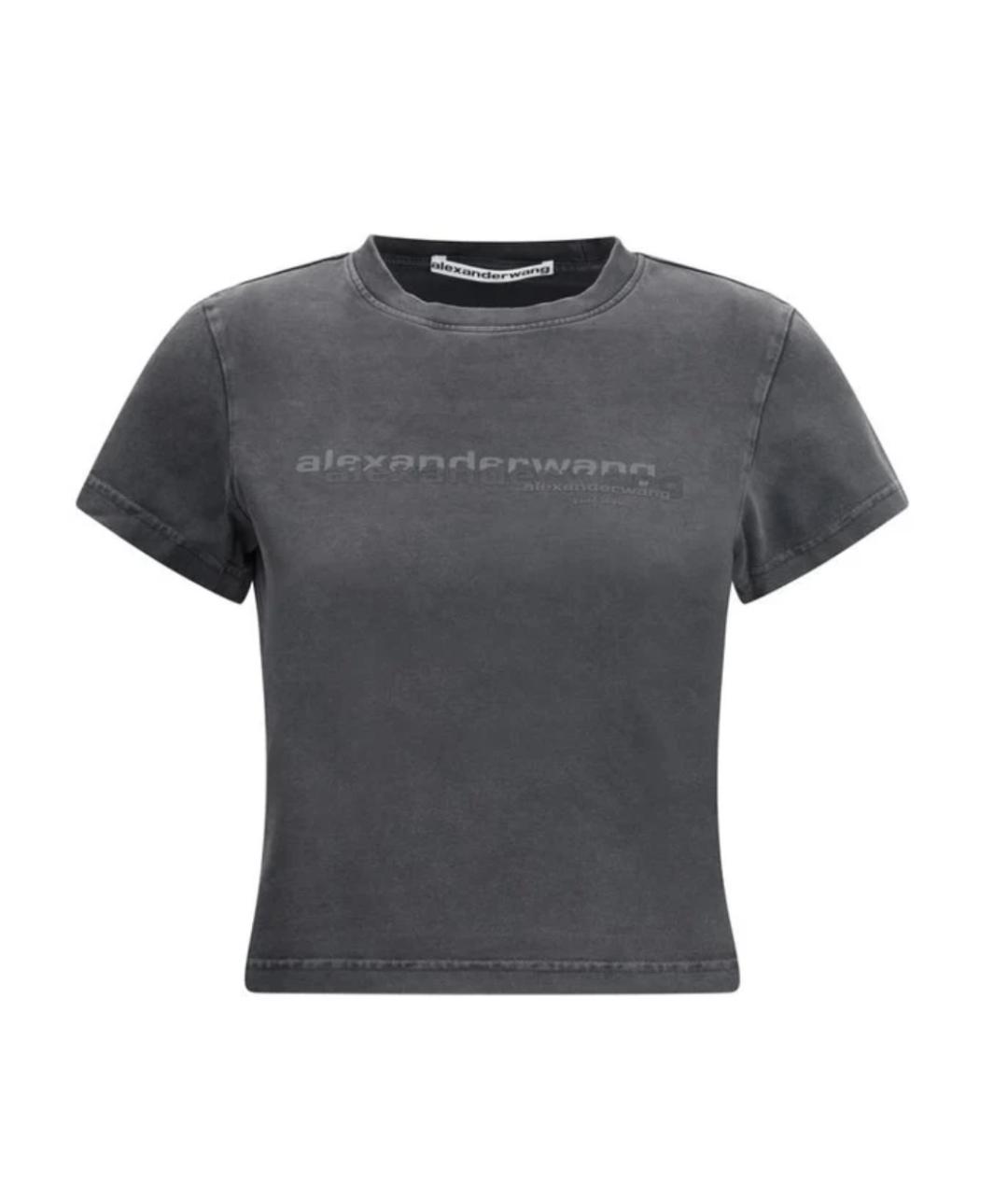 ALEXANDER WANG Антрацитовая хлопковая футболка, фото 1