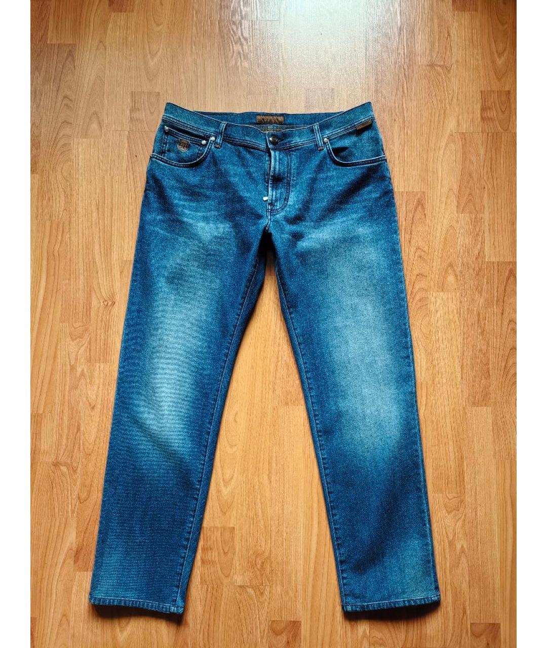 CORNELIANI Синие хлопковые джинсы скинни, фото 9