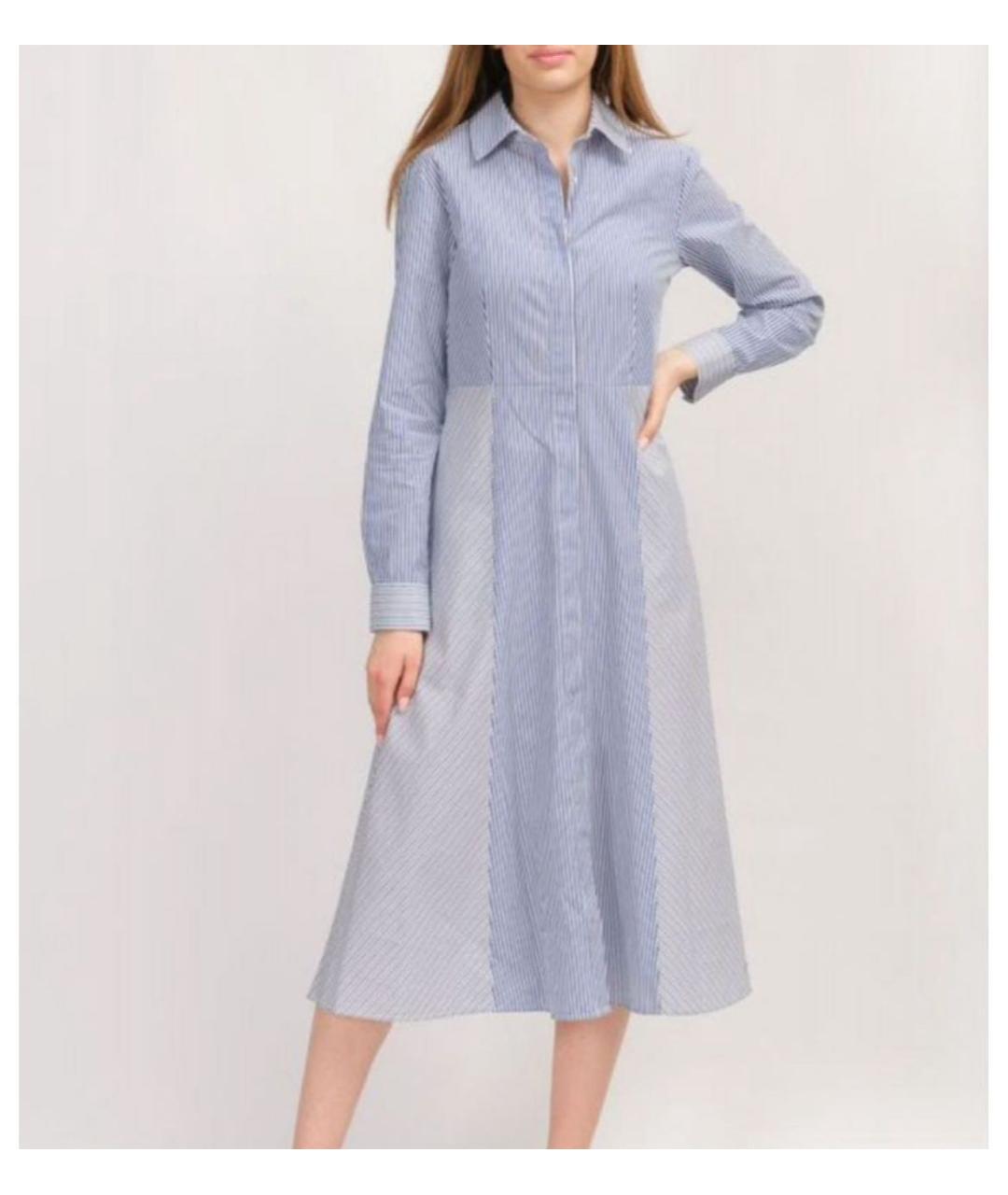 MAX MARA Голубое хлопковое повседневное платье, фото 5