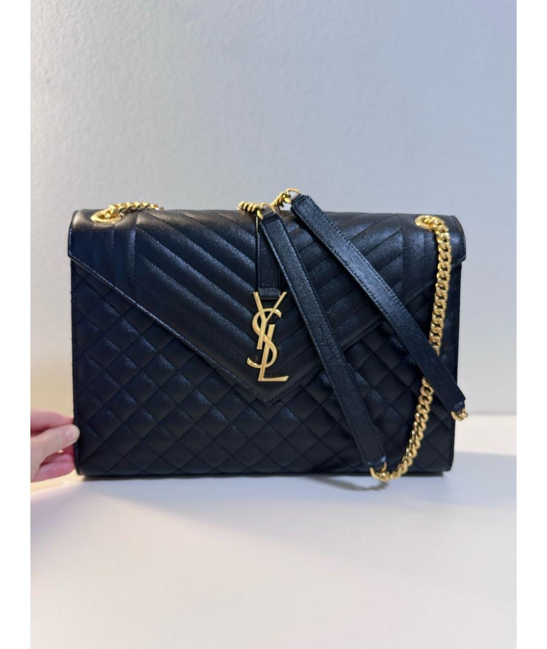 SAINT LAURENT Черная кожаная сумка через плечо, фото 8