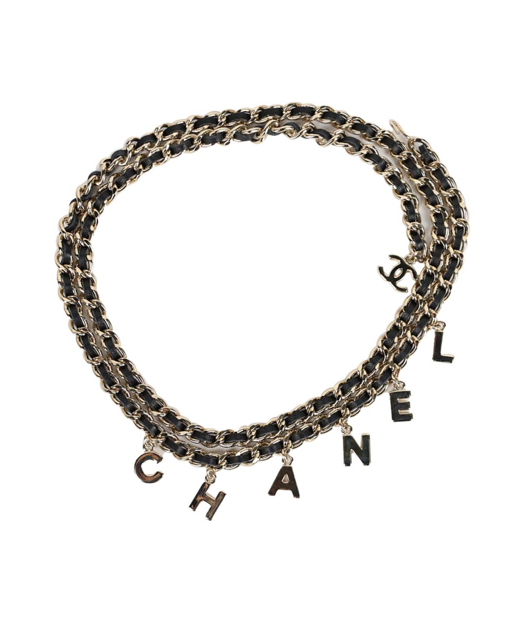 CHANEL Золотой кожаный ремень, фото 1