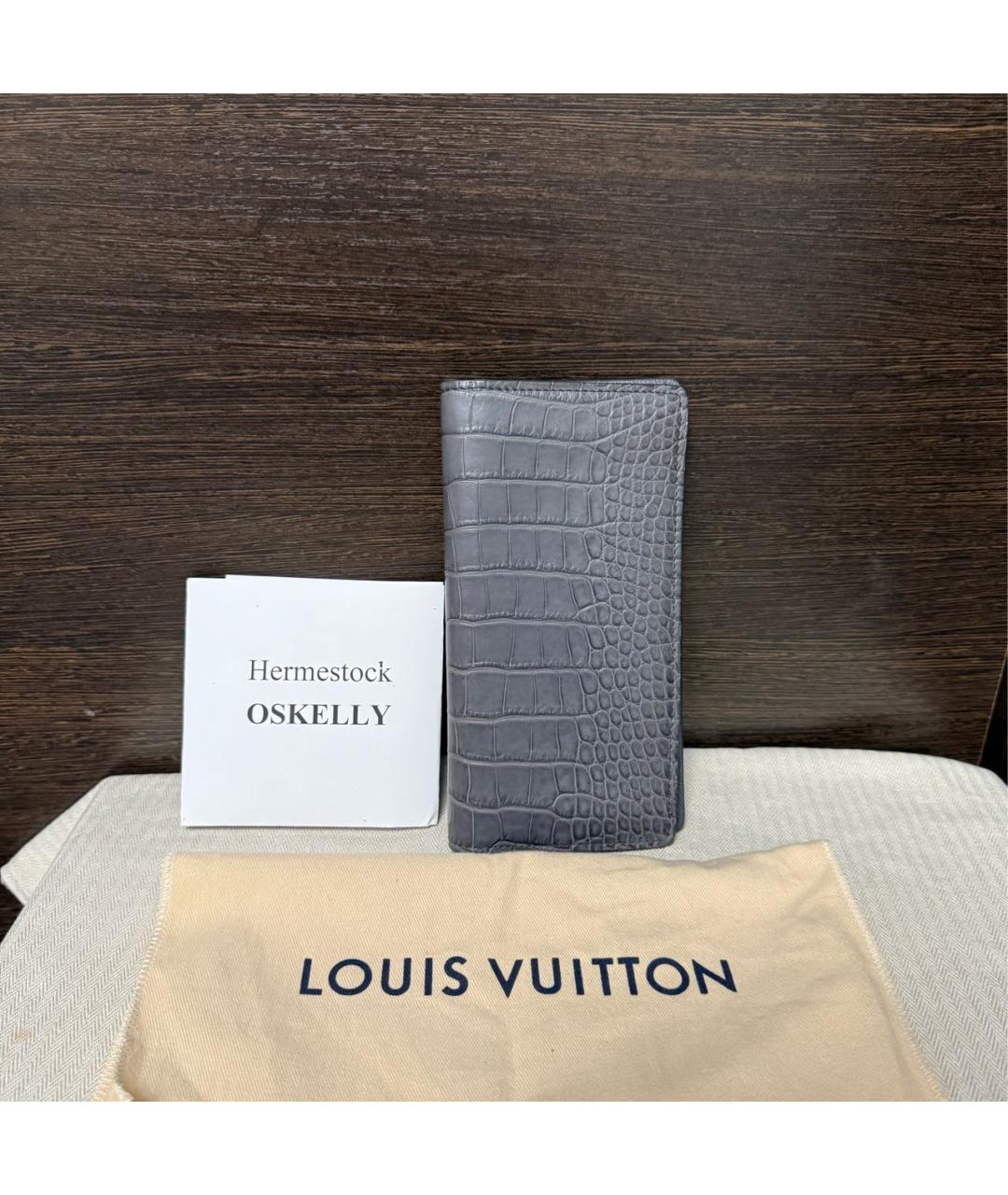 LOUIS VUITTON Серый кошелек из экзотической кожи, фото 6