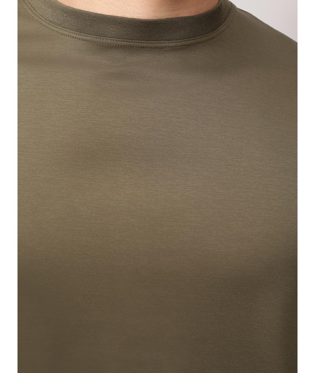 KITON Хаки хлопковая футболка, фото 2