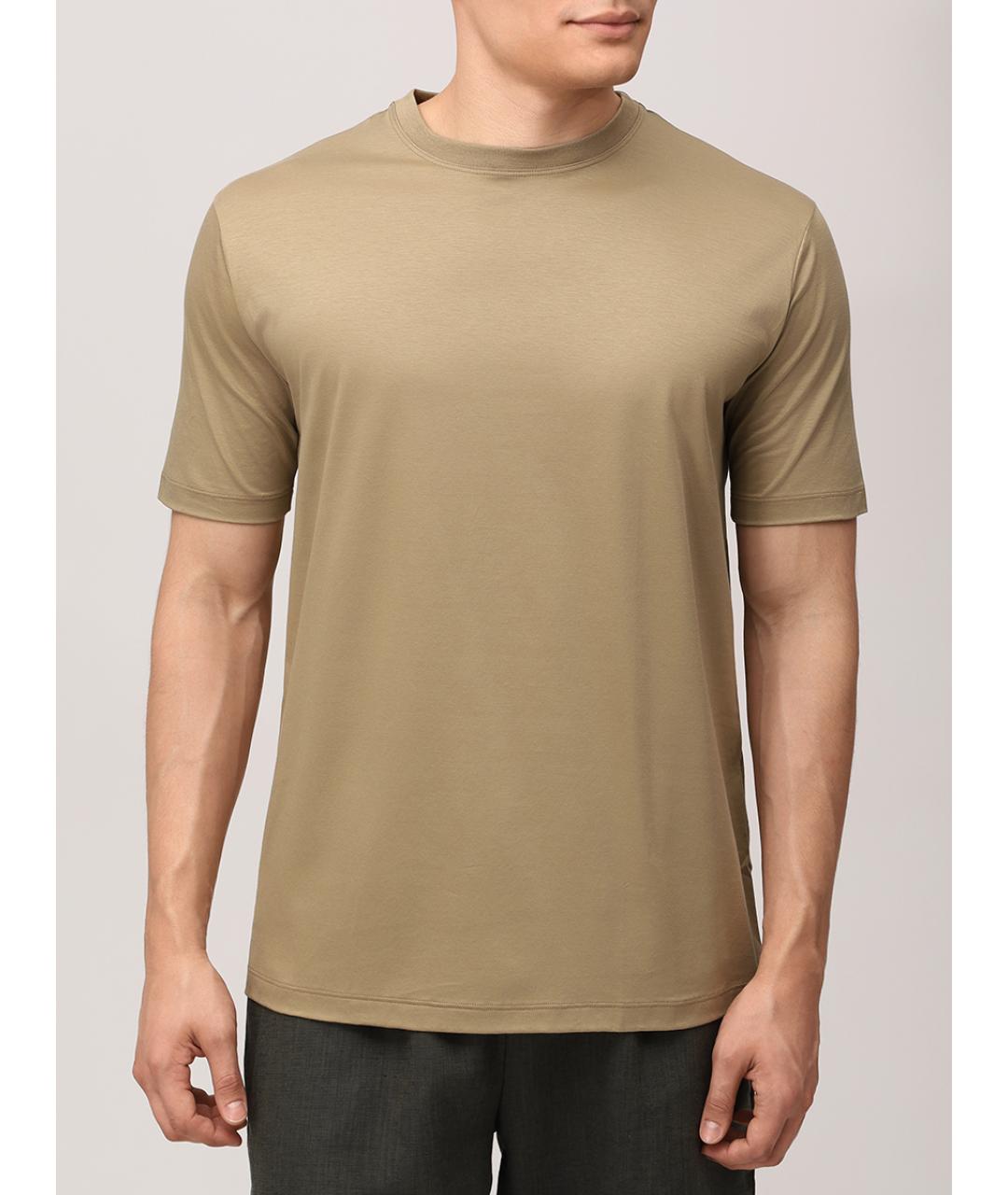 KITON Бежевая хлопковая футболка, фото 4