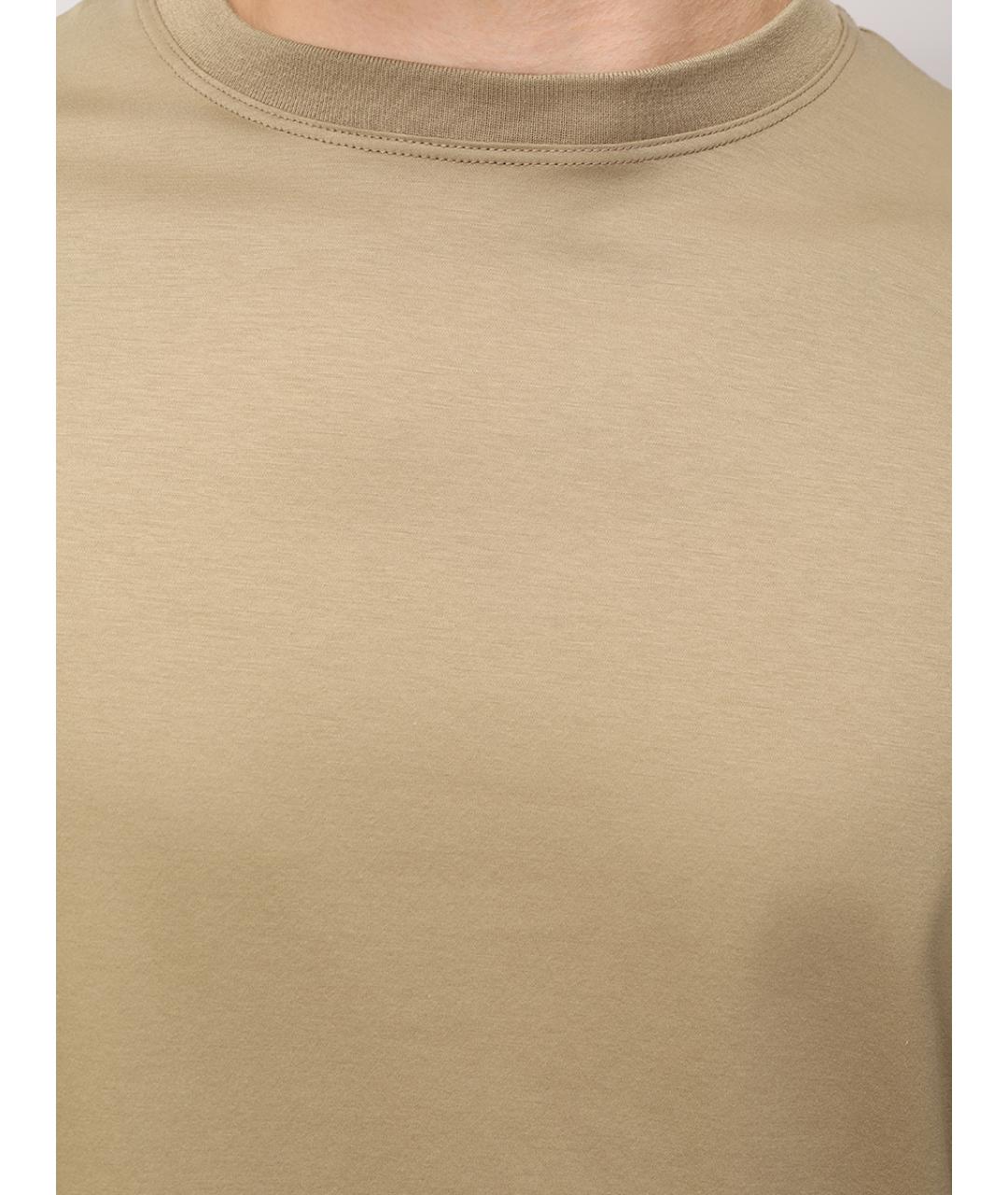 KITON Бежевая хлопковая футболка, фото 3