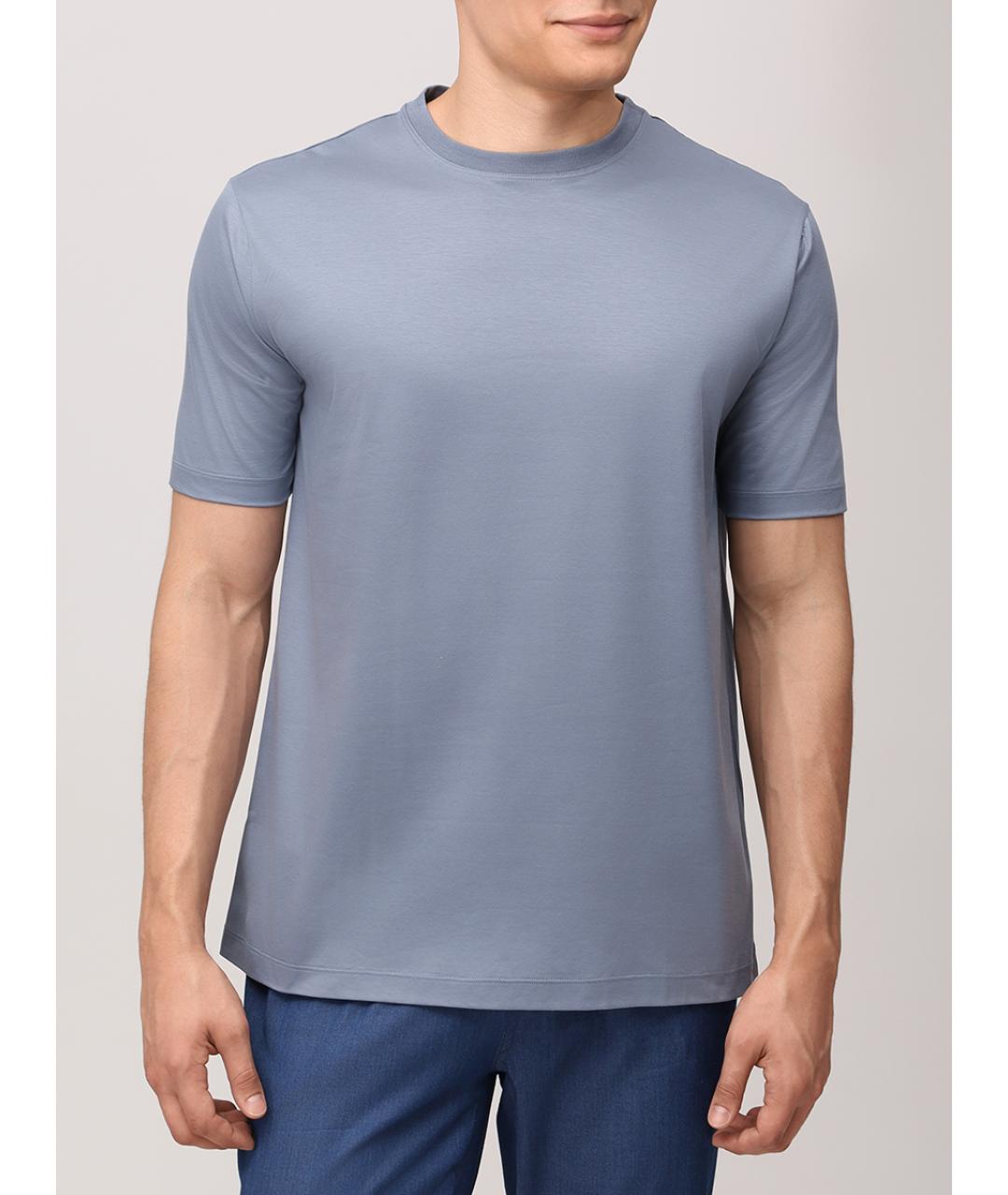 KITON Голубая хлопковая футболка, фото 4