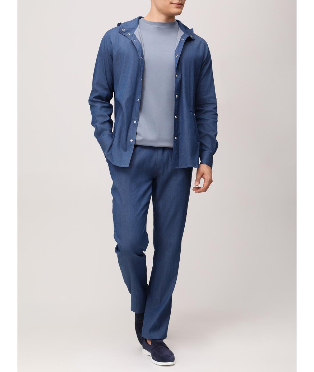 KITON Голубая хлопковая футболка, фото 2