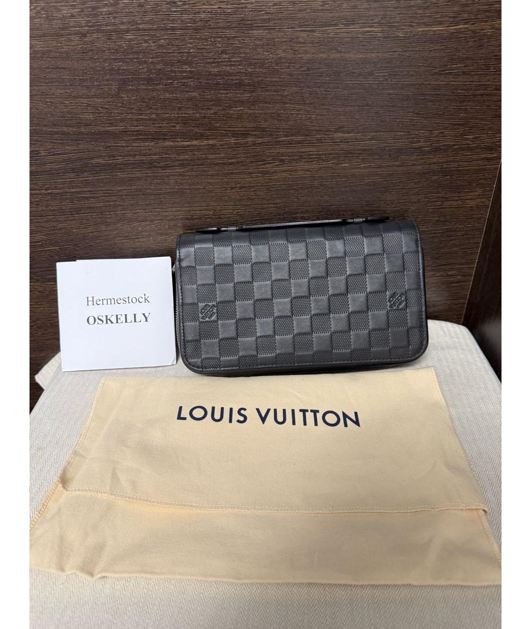 LOUIS VUITTON Черная кожаная барсетка, фото 5