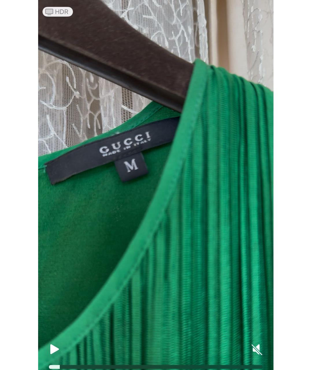 GUCCI Зеленые шелковое коктейльное платье, фото 3