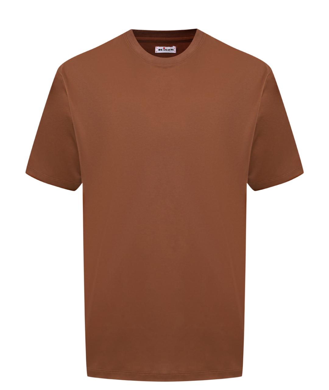 KITON Коричневая хлопковая футболка, фото 1