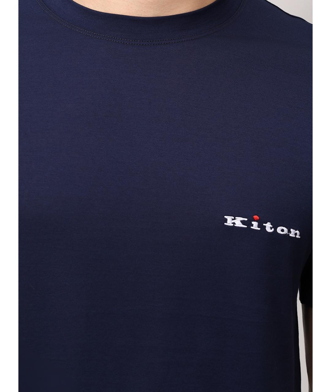 KITON Синяя хлопковая футболка, фото 3