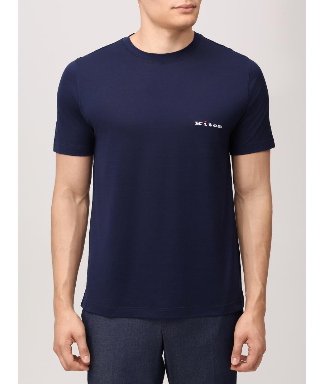 KITON Синяя хлопковая футболка, фото 5