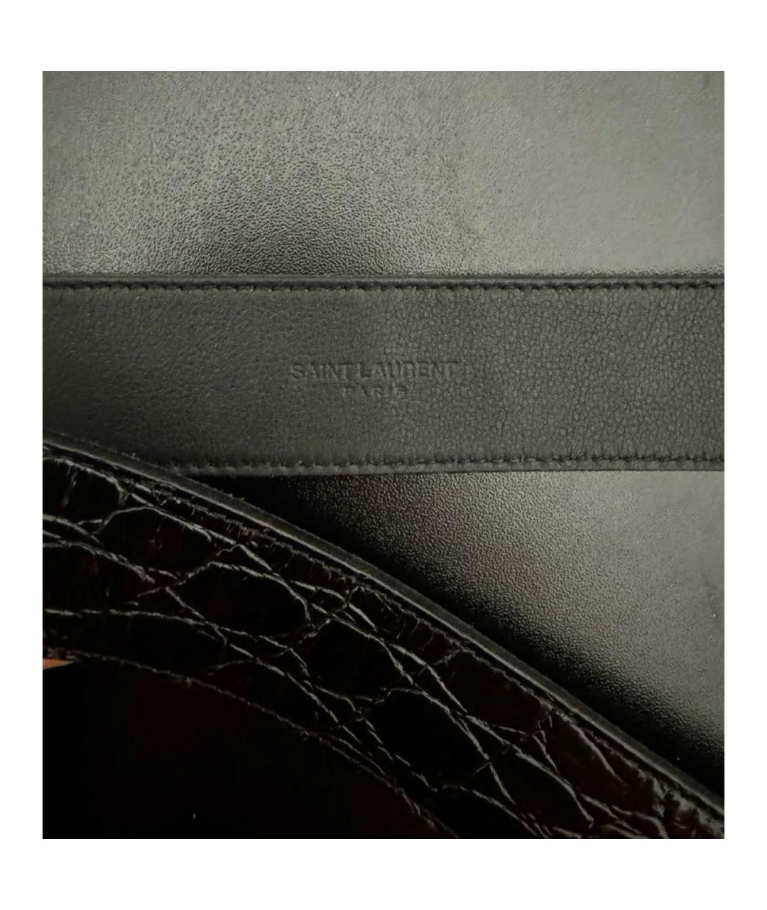 SAINT LAURENT Черный кожаный ремень, фото 4