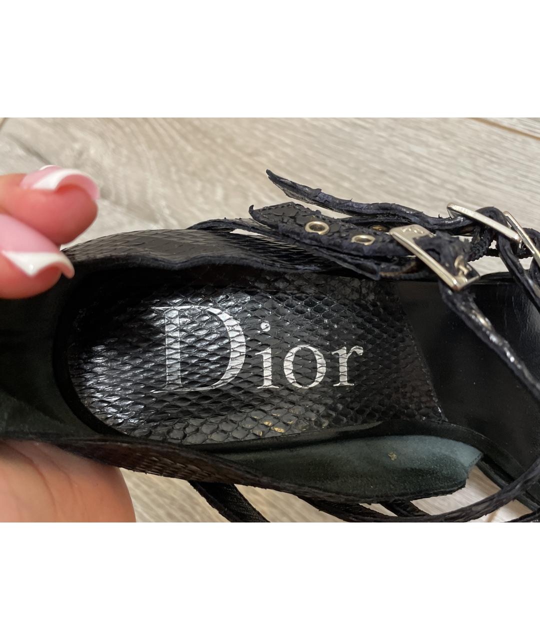 CHRISTIAN DIOR Черные замшевые босоножки, фото 4