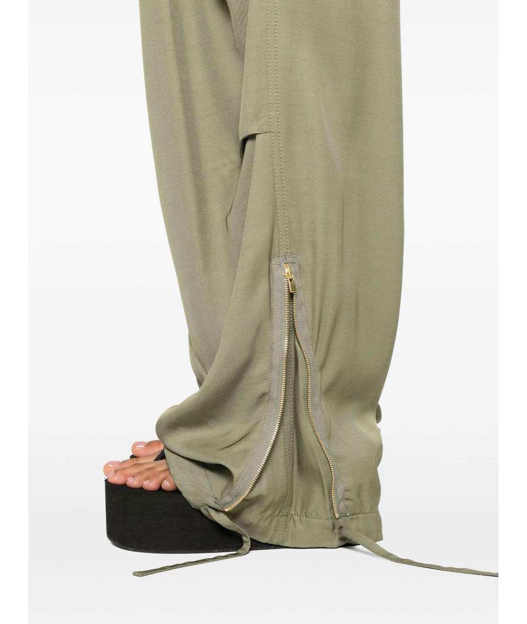 GOLDEN GOOSE DELUXE BRAND Зеленые вискозные брюки широкие, фото 5