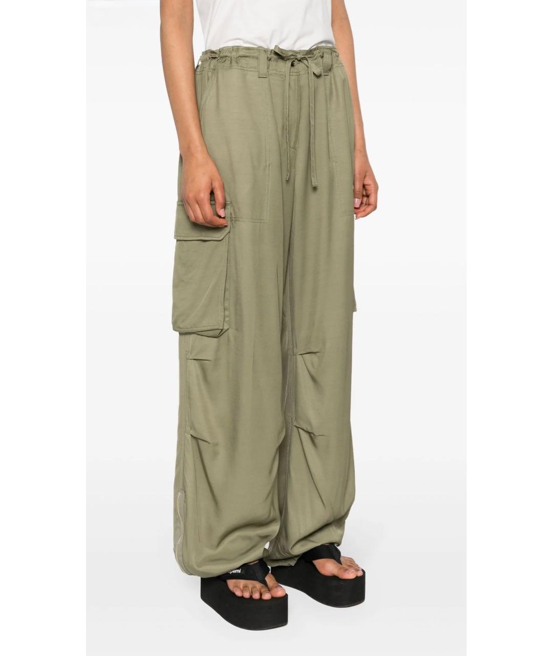GOLDEN GOOSE DELUXE BRAND Зеленые вискозные брюки широкие, фото 4