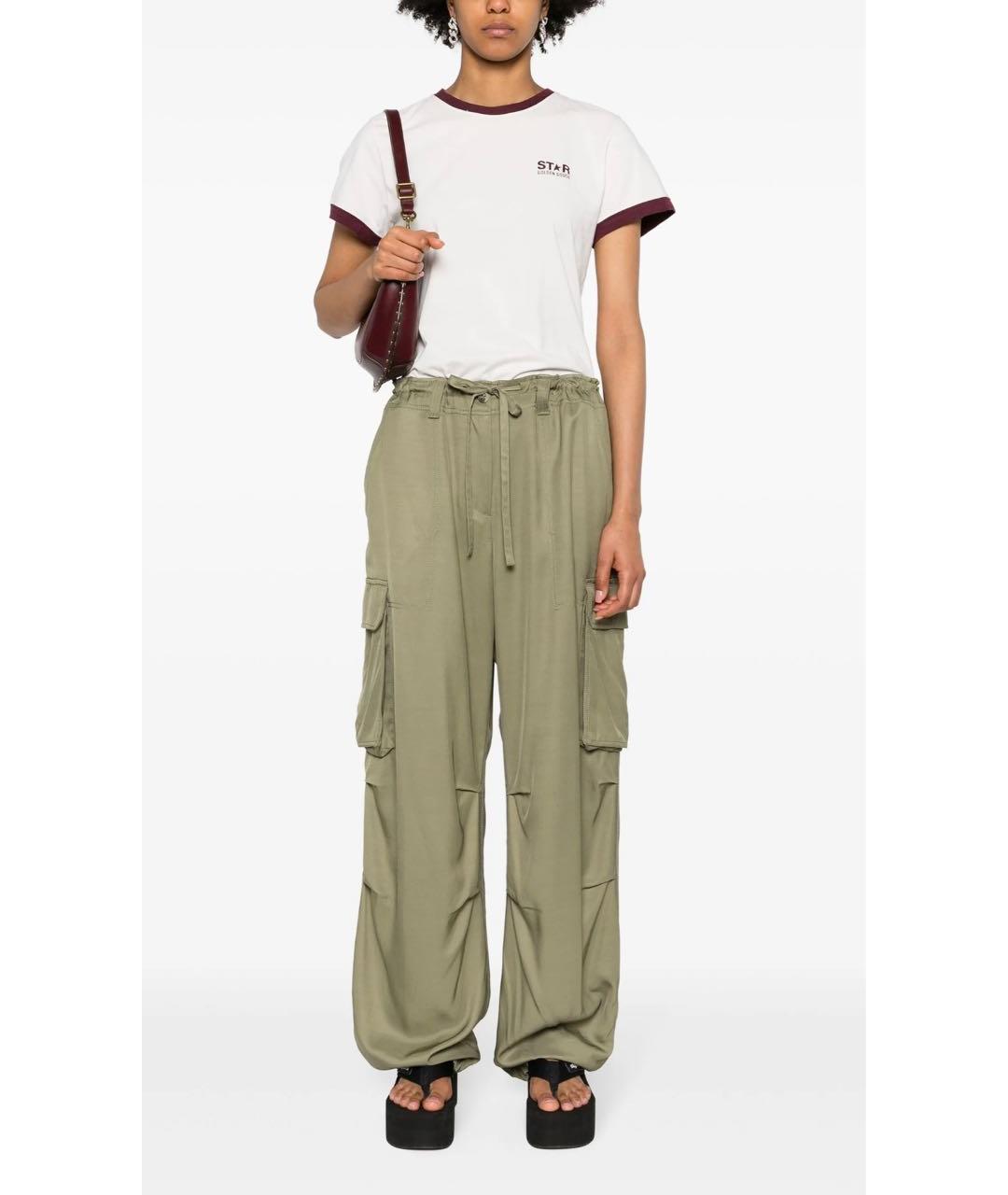 GOLDEN GOOSE DELUXE BRAND Зеленые вискозные брюки широкие, фото 3