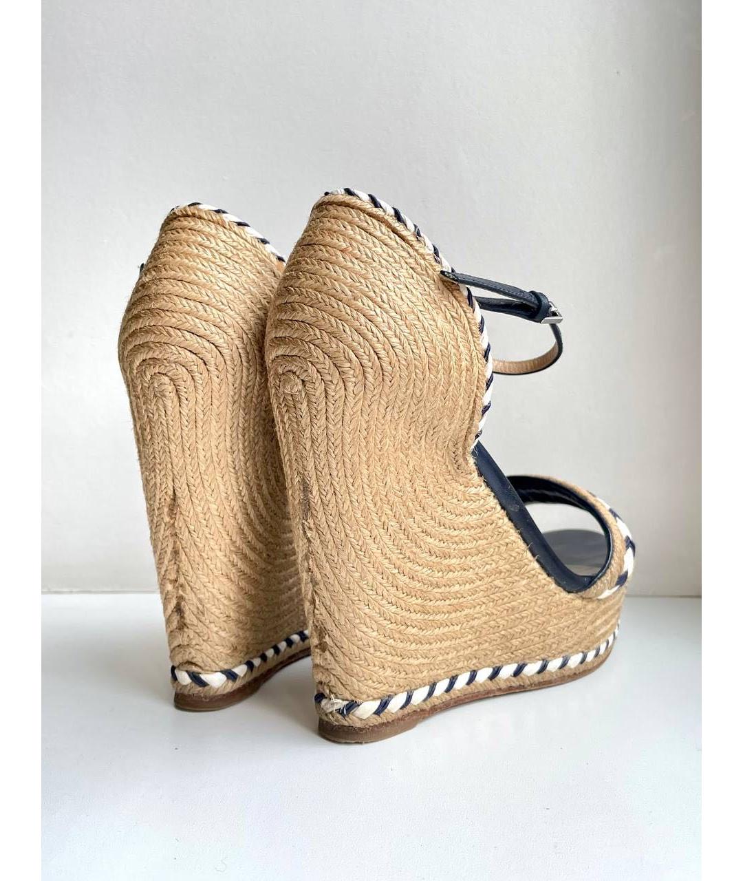 GUCCI Бежевые кожаные босоножки, фото 4