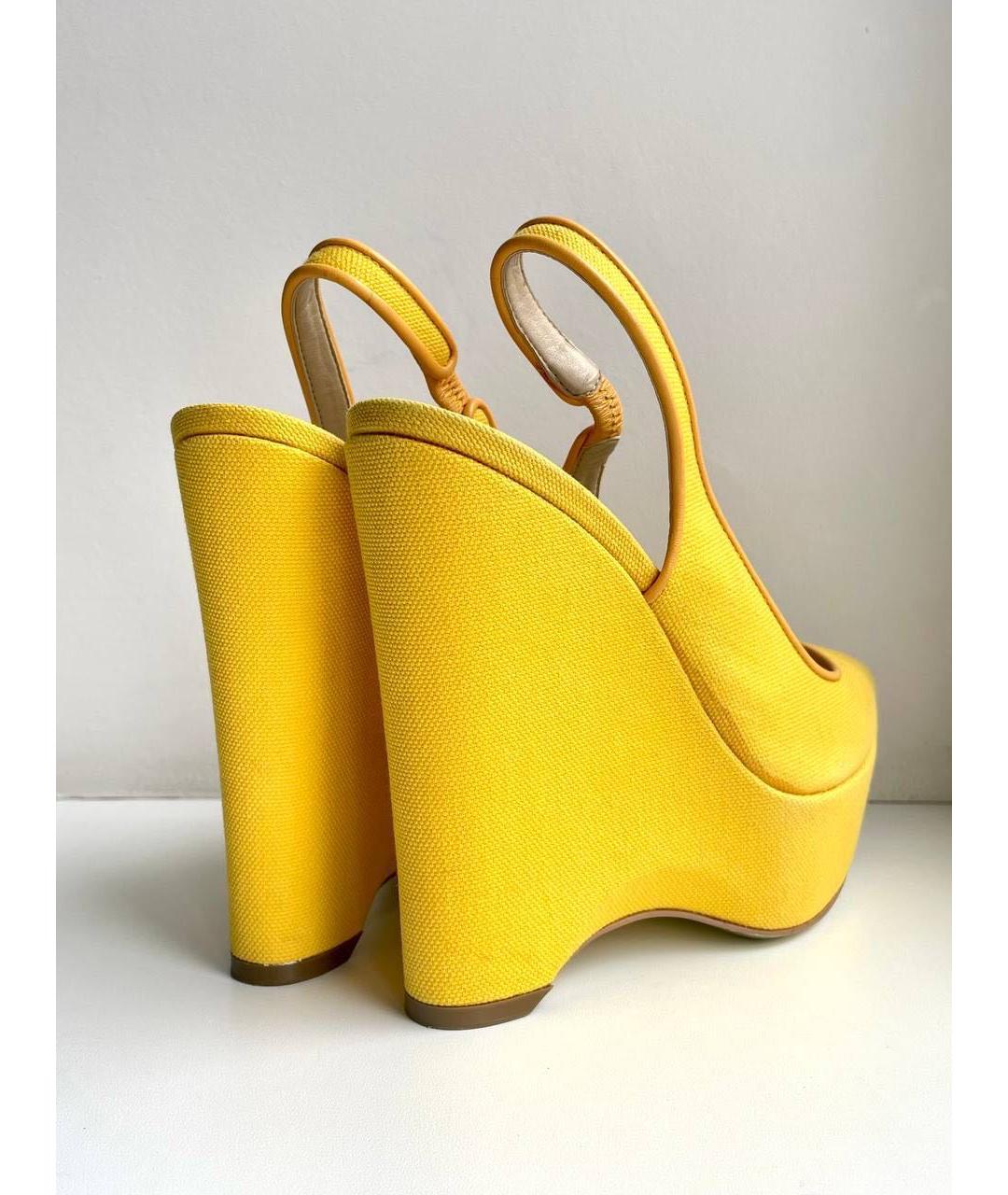 STELLA MCCARTNEY Желтые текстильные босоножки, фото 4