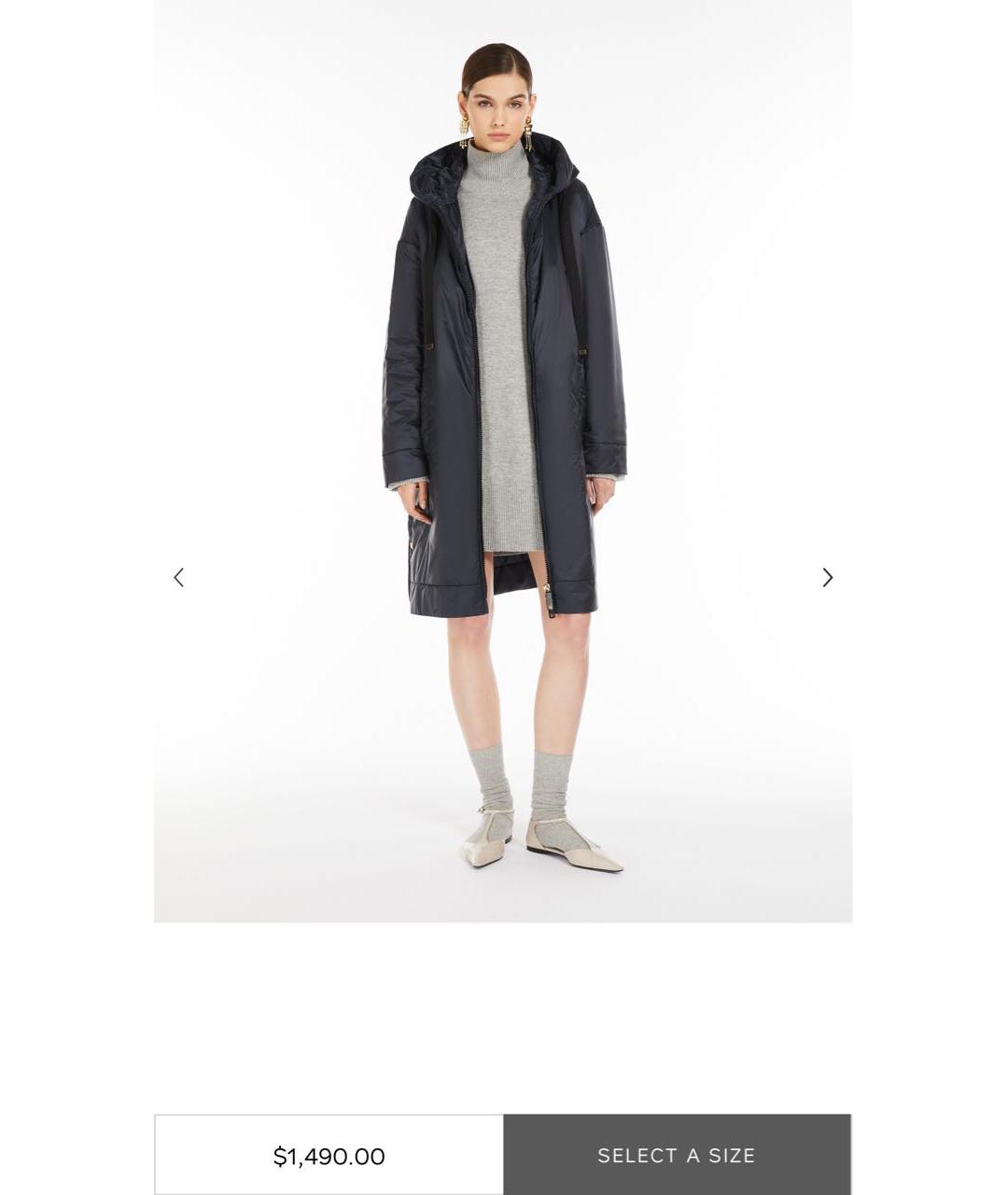 MAX MARA THE CUBE Черное полиэстеровое пальто, фото 2