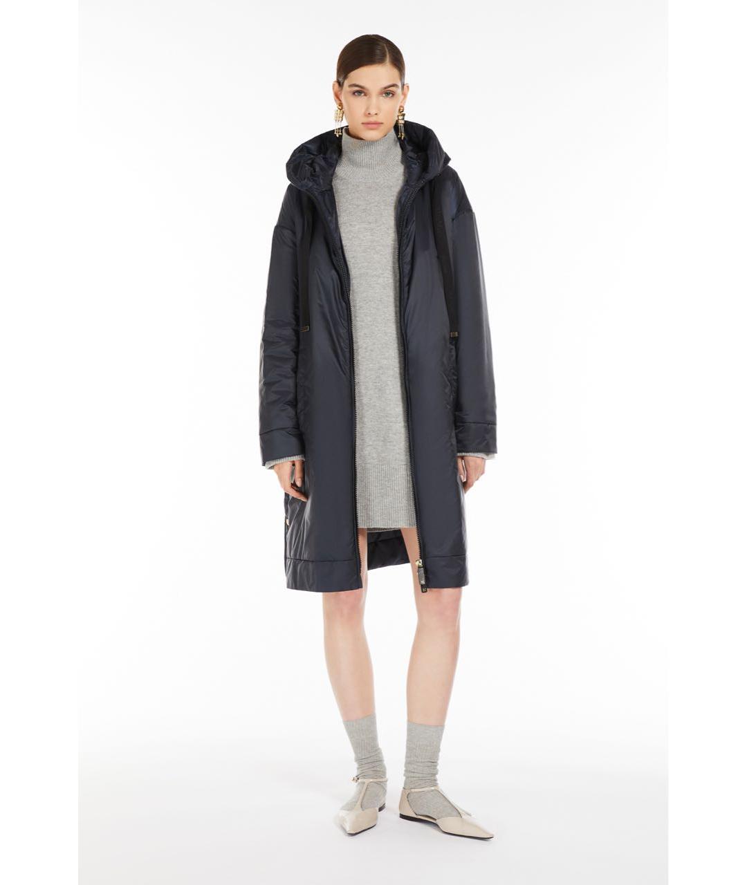 MAX MARA THE CUBE Черное полиэстеровое пальто, фото 6