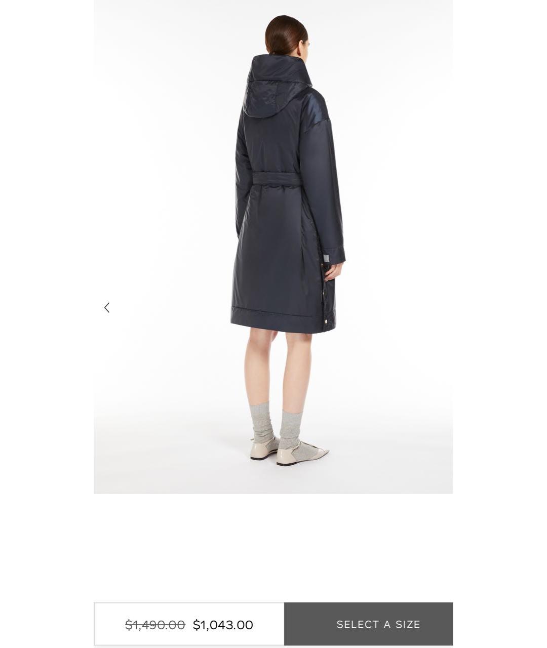 MAX MARA THE CUBE Черное полиэстеровое пальто, фото 5