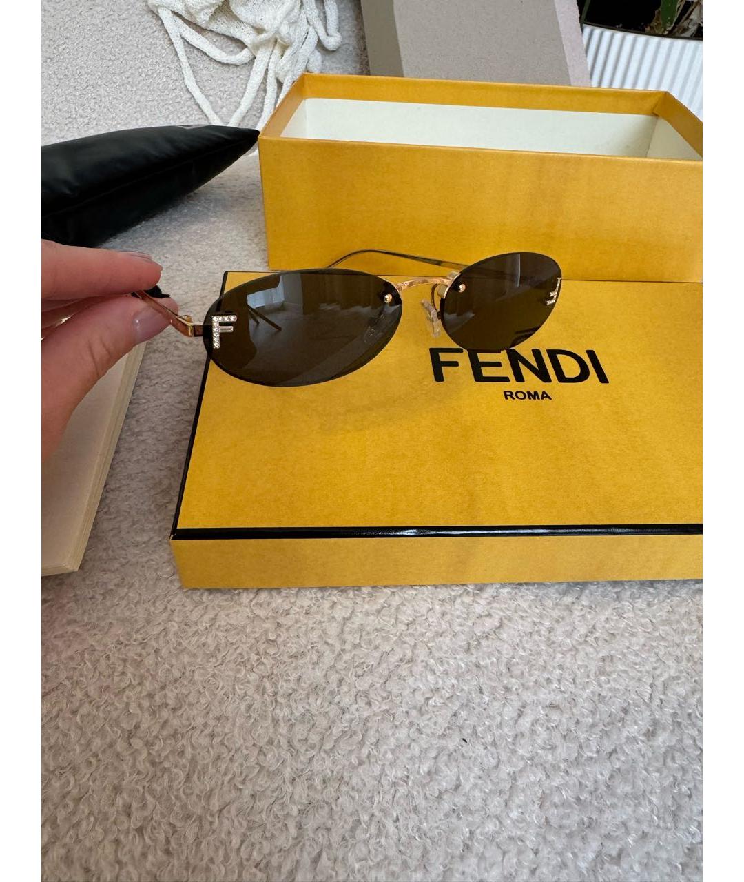 FENDI Черные металлические солнцезащитные очки, фото 2