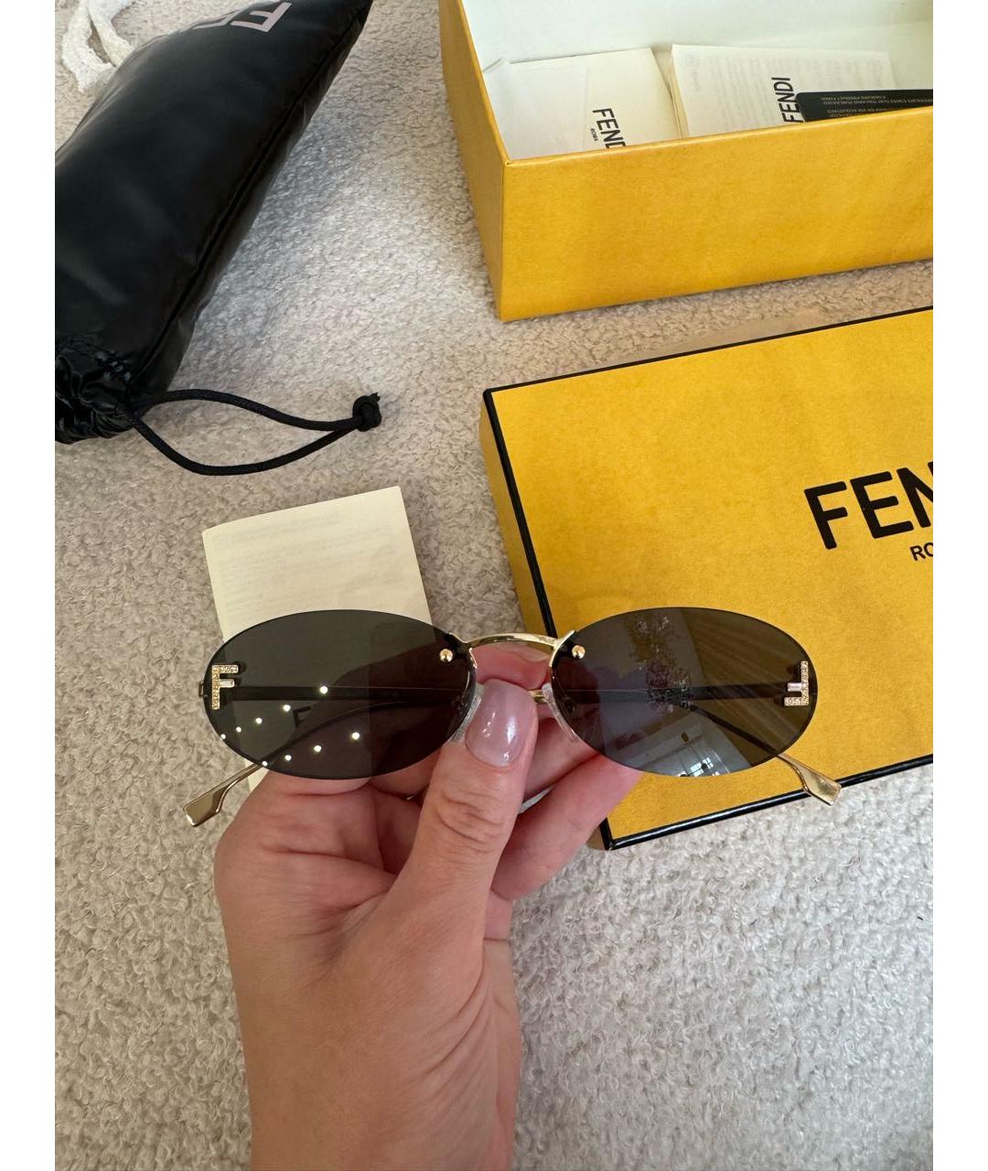 FENDI Черные металлические солнцезащитные очки, фото 5