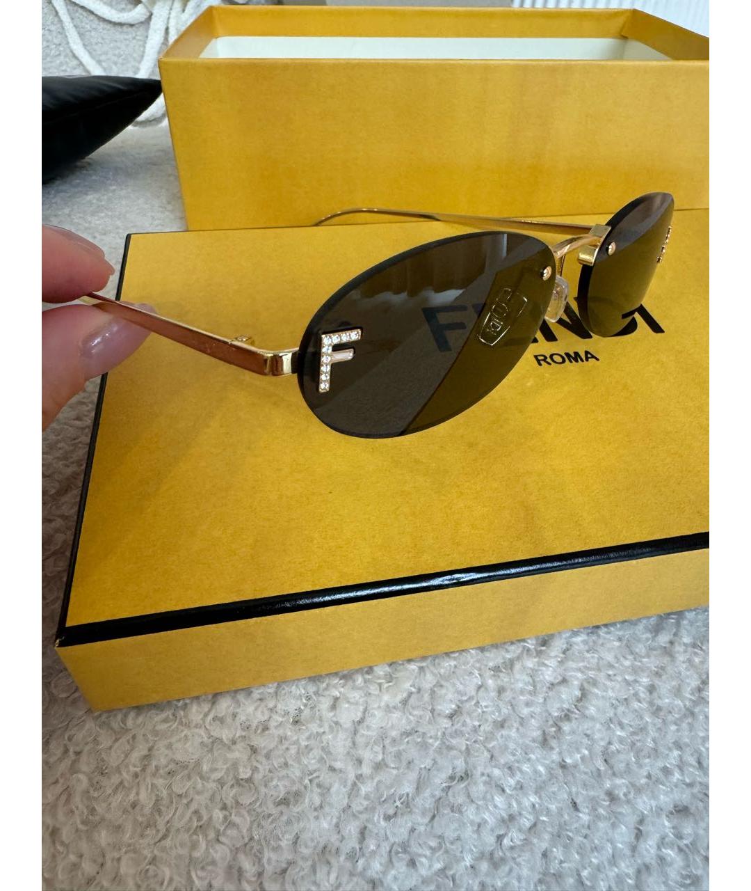 FENDI Черные металлические солнцезащитные очки, фото 3