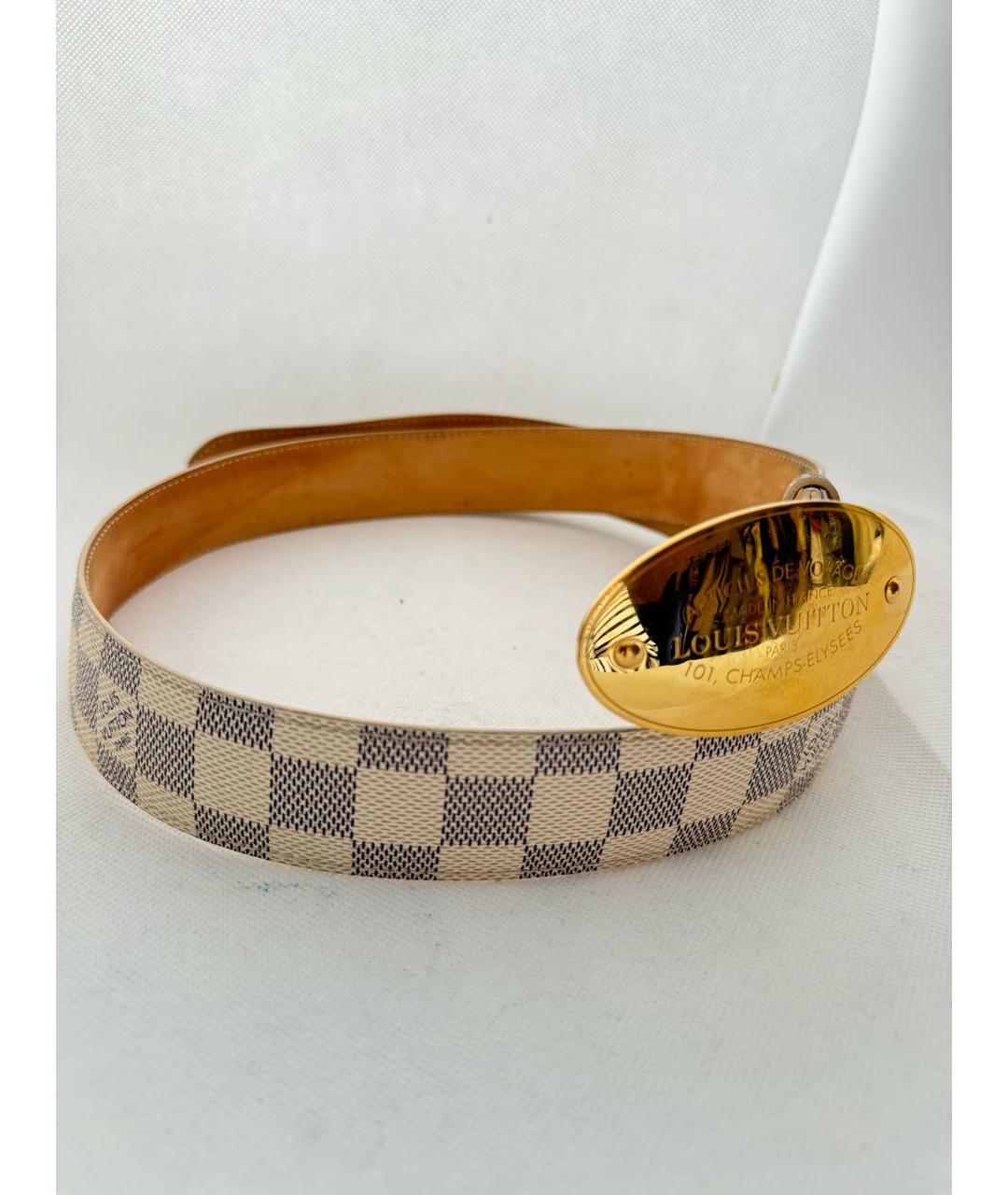 LOUIS VUITTON Белый кожаный ремень, фото 5