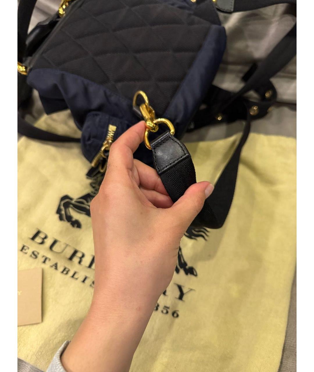 BURBERRY Темно-синий тканевый рюкзак, фото 3